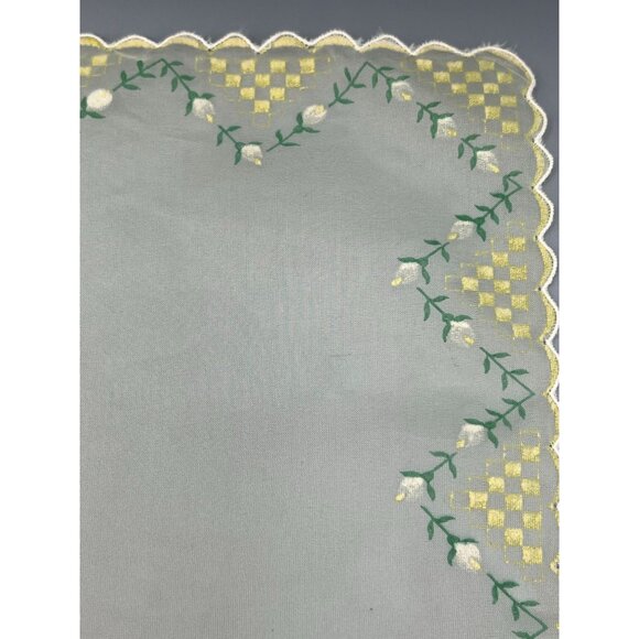 Sheer Hanky Yellow White Rose Rolled Hem Bridal Handkerchief Square 14" Delicate - Picture 7 of 10